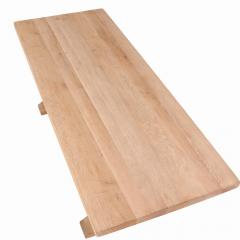 French Solid Oak Slab Top Trestle Table C 1950  - 4244663