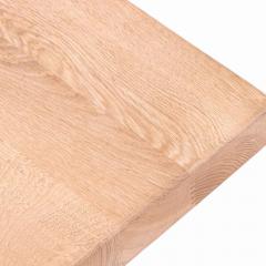 French Solid Oak Slab Top Trestle Table C 1950  - 4244664