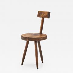 French Solid Wooden Tripod Chair France 1970s - 2352383