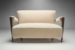 French Stained Wood Sofa with Cuffed Armrests France ca 1940s - 2141121