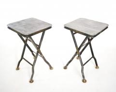 French Steel and Brass Campaign Style Folding Stands or Stools circa 1910 - 3085282