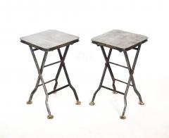French Steel and Brass Campaign Style Folding Stands or Stools circa 1910 - 3085284