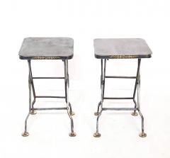 French Steel and Brass Campaign Style Folding Stands or Stools circa 1910 - 3085288