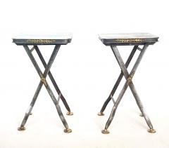 French Steel and Brass Campaign Style Folding Stands or Stools circa 1910 - 3085289