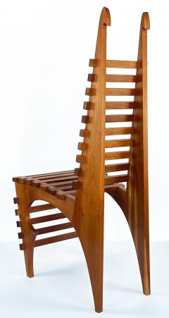 French Studio Craft Slatted Sculptural High Back Chair - 2958112