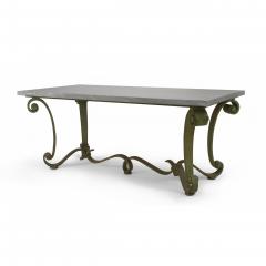 French Subes Iron and Marble Top Center Table - 4631967