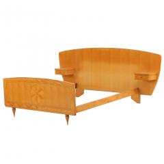 French Sycamore and Mahogany Full Size Bed with Integrated Nightstands C 1950 - 4610626