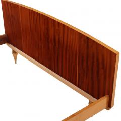 French Sycamore and Mahogany Full Size Bed with Integrated Nightstands C 1950 - 4610627