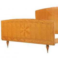 French Sycamore and Mahogany Full Size Bed with Integrated Nightstands C 1950 - 4610628