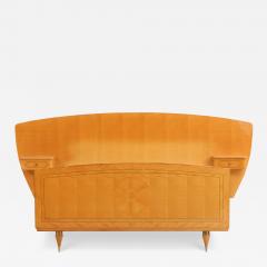 French Sycamore and Mahogany Full Size Bed with Integrated Nightstands C 1950 - 4614399