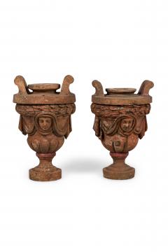French Terra Cotta Head Urns - 4520685