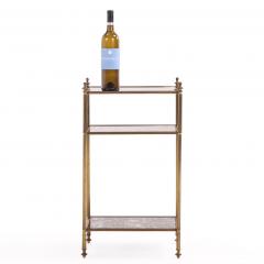 French Three Tier Brass and Glass End Table C 1950 - 4730587
