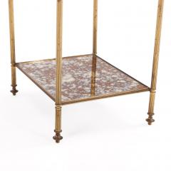 French Three Tier Brass and Glass End Table C 1950 - 4730592