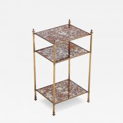 French Three Tier Brass and Glass End Table C 1950 - 4730996