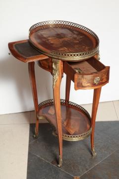 French Transitional Marquetry Oval Side Table - 2136627