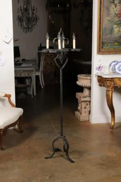 French Turn of the Century Candelabras Style Four Light Wrought Iron Floor Lamp - 3509328