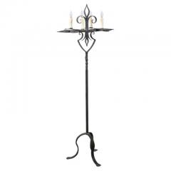 French Turn of the Century Candelabras Style Four Light Wrought Iron Floor Lamp - 3509485