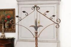 French Turn of the Century Iron Floor Standing Candelabra with Five Prickets - 3498406