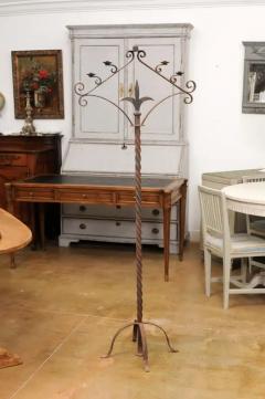 French Turn of the Century Iron Floor Standing Candelabra with Five Prickets - 3498419