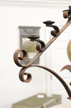 French Turn of the Century Iron Floor Standing Candelabra with Five Prickets - 3498520