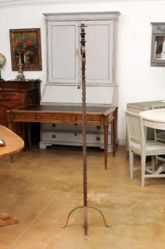 French Turn of the Century Iron Floor Standing Candelabra with Five Prickets - 3498542