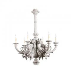 French Turn of the Century Painted Six Light Chandelier with Scrolling Arms - 3509301