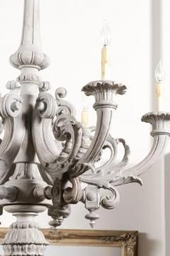 French Turn of the Century Painted Six Light Chandelier with Scrolling Arms - 3509408