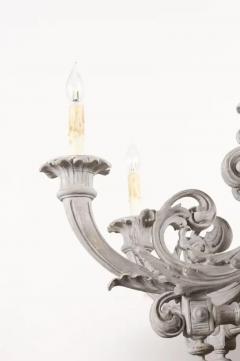 French Turn of the Century Painted Six Light Chandelier with Scrolling Arms - 3509414
