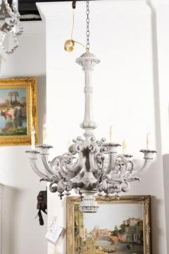 French Turn of the Century Painted Six Light Chandelier with Scrolling Arms - 3509418