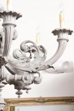 French Turn of the Century Painted Six Light Chandelier with Scrolling Arms - 3509490