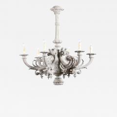 French Turn of the Century Painted Six Light Chandelier with Scrolling Arms - 3514556