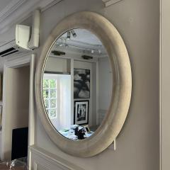 French Twentieth Century Large Circular Ivory Shagreen Mirror - 4238850