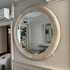 French Twentieth Century Large Circular Ivory Shagreen Mirror - 4238852