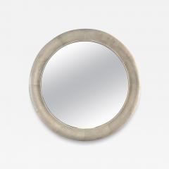 French Twentieth Century Large Circular Ivory Shagreen Mirror - 4241992
