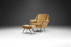 French Upholstered Lounge Chair with Footstool France 1960s - 3385328