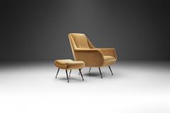 French Upholstered Lounge Chair with Footstool France 1960s - 3385329