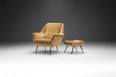 French Upholstered Lounge Chair with Footstool France 1960s - 3385330