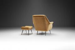 French Upholstered Lounge Chair with Footstool France 1960s - 3385331
