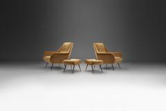 French Upholstered Lounge Chairs with Footstools France 1960s - 3090151