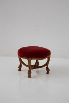 French Velvet Stool in the Style of Napoleon III and Fournier A M E  - 3679740