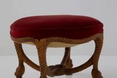 French Velvet Stool in the Style of Napoleon III and Fournier A M E  - 3679741