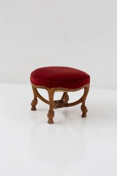 French Velvet Stool in the Style of Napoleon III and Fournier A M E  - 3679742