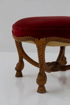 French Velvet Stool in the Style of Napoleon III and Fournier A M E  - 3679743