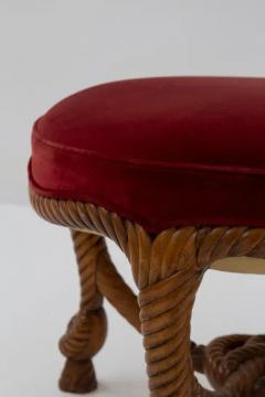 French Velvet Stool in the Style of Napoleon III and Fournier A M E  - 3679744