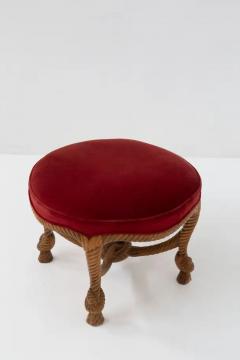 French Velvet Stool in the Style of Napoleon III and Fournier A M E  - 3679754