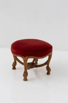 French Velvet Stool in the Style of Napoleon III and Fournier A M E  - 3679756