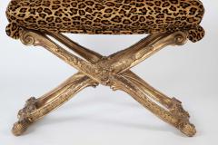 French Versailles Model Giltwood Stool with Leopard Fabric - 4290104