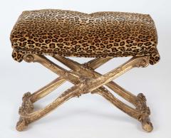 French Versailles Model Giltwood Stool with Leopard Fabric - 4290110