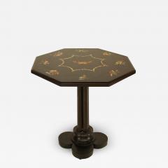 French Victorian Black Marble Floral End Table - 1443715