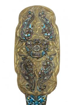 French Victorian Brass and Enamel Hand Mirror - 4672460